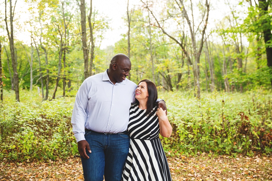 outdoor central Illinois engagement photos, Central Illinois colorful fall forest engagement session