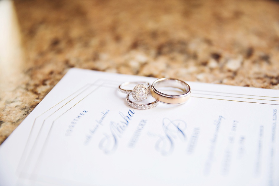 Springfield Illinois Wedding photography, wedding ring photo on wedding invitation