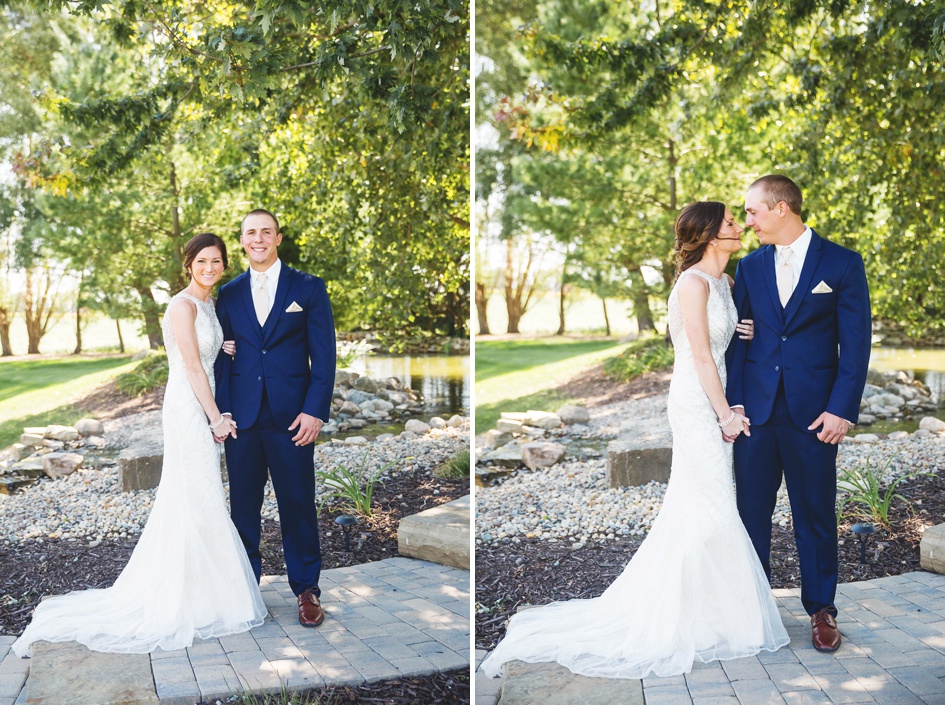 rustic Illinois summer wedding, Bride and groom first look on wedding day by Rachael Schirano Photography