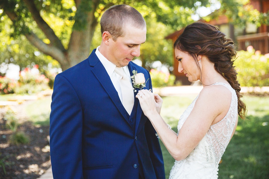 Bride and groom first look on wedding day by Rachael Schirano Photography