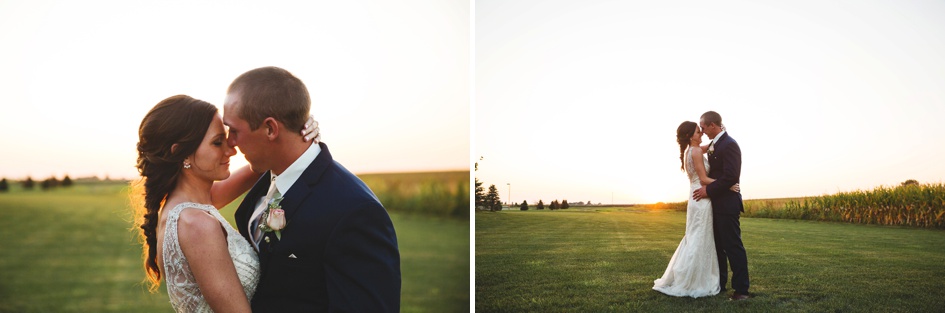 rustic Illinois summer wedding, Bride and groom sunset portraits wedding day by Rachael Schirano Photography