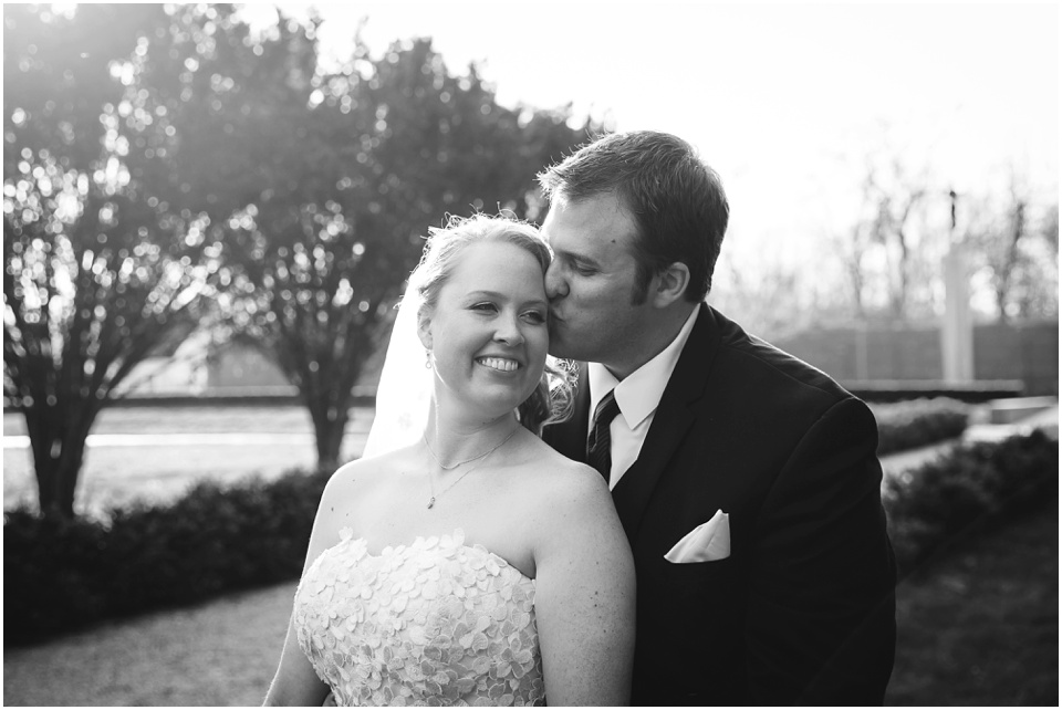 Black and white photo of bride and groom at Allerton Park Wedding.