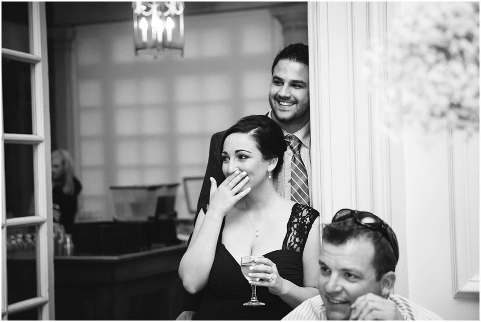 Guests laughing during a toast at Allerton Park Mansion Wedding.