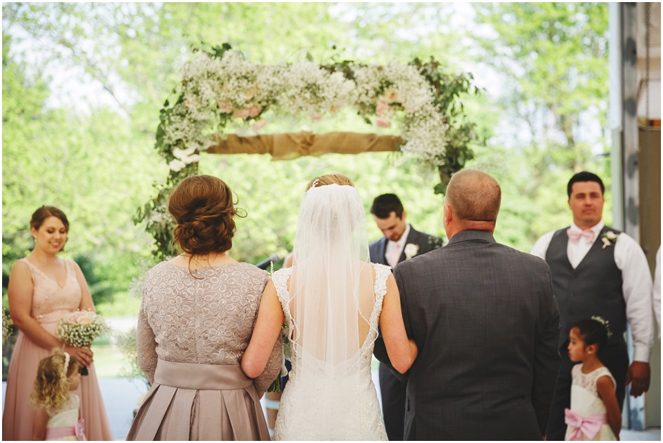 Kickapoo Creek Winery Pavillion Wedding Ceremony by Wedding Photographer Rachael Schirano