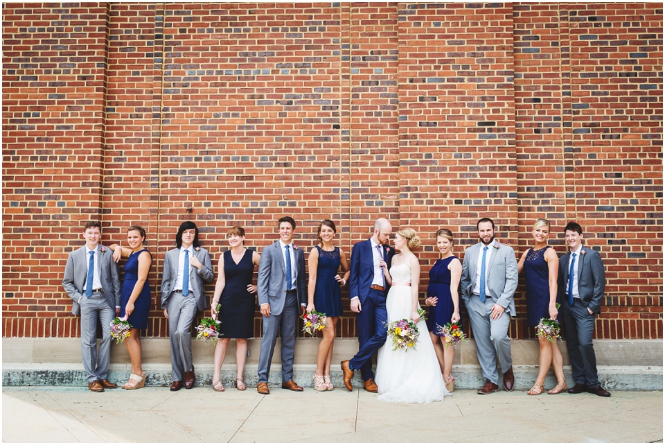 Trendy navy and gray wedding party photos