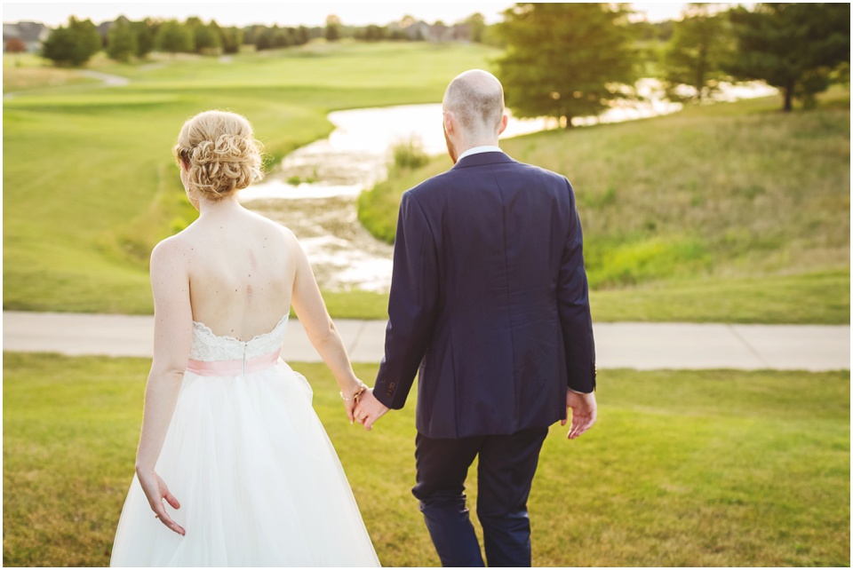 University of Illinois wedding photography, Bride and groom escape reception for sunset photos