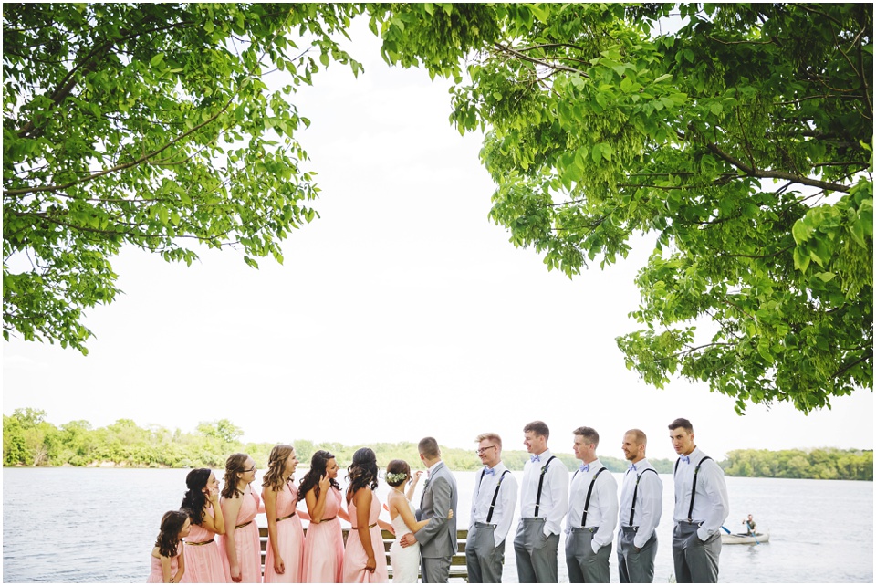 outdoor Illinois wedding photographer, Bridal Party photos at Comlara Park in Hudson, IL.