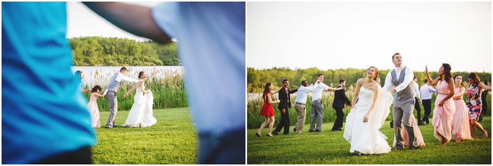 outdoor Illinois wedding photographer, Dancing at Comlara Park Wedding Reception in Hudson, IL.