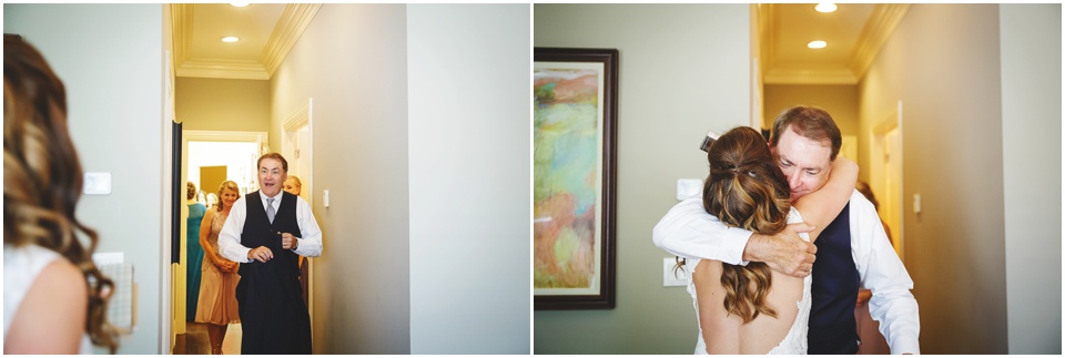 Father daughter first look on wedding day by Chicago Wedding Photographer Rachael Schirano