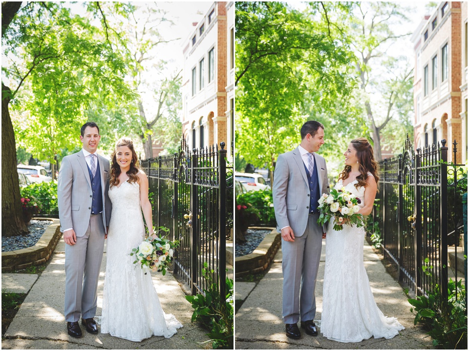 bride and groom in chicago by Chicago Wedding Photographer Rachael Schirano