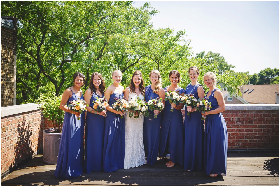modern chicago backyard bridal party bridesmaids by Chicago Wedding Photographer Rachael Schirano