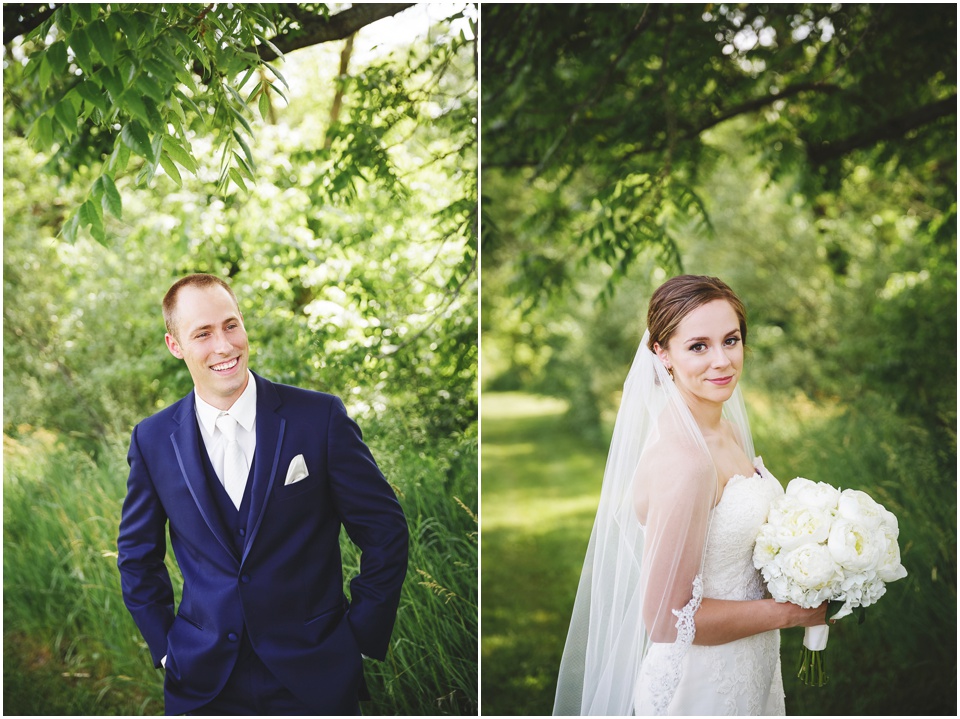 outdoor wedding photography, Bride and groom portraits by Bloomington Illinois Wedding Photographer Rachael Schirano