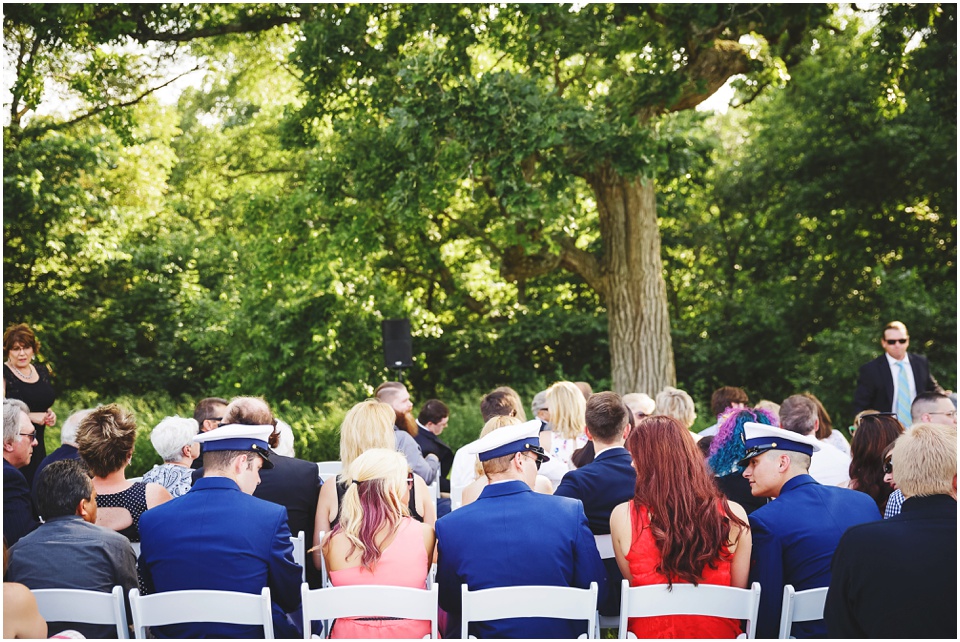 outdoor wedding photography, Wedding guests at country wedding by Bloomington Illinois Wedding Photographer Rachael Schirano