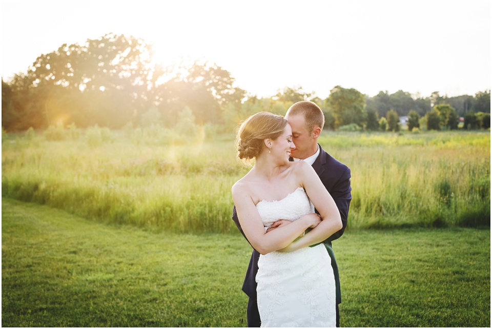 outdoor wedding photography, Bride and groom sunset photos by Bloomington Illinois Wedding Photographer Rachael Schirano