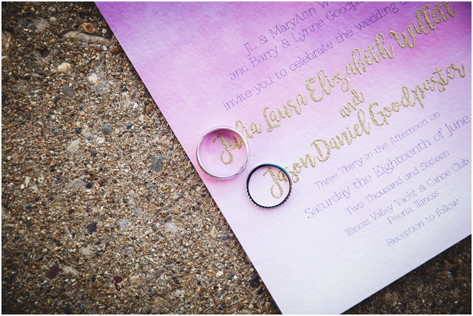 peoria illinois wedding photos, Handlettered purple and gold wedding invitation ring photo