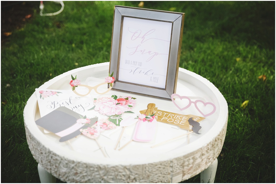 garden wedding photos, Photo booth props at Central Illinois wedding