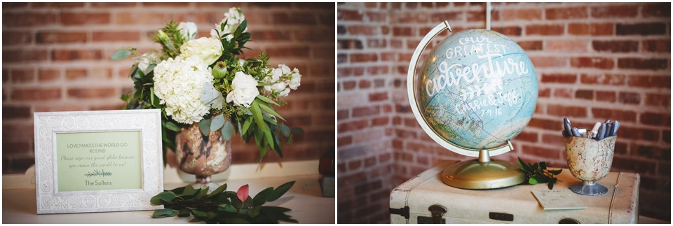 classic wedding photography, Central Illinois wedding reception details sign our globe