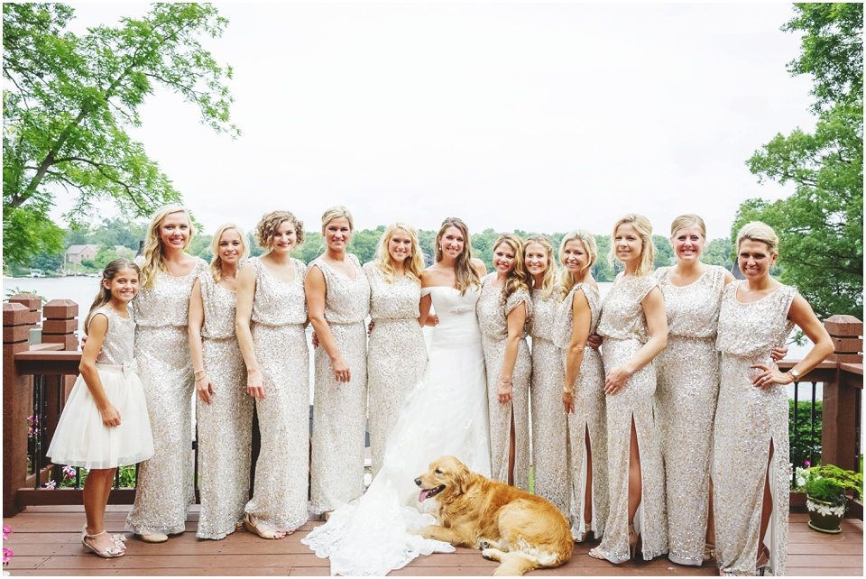 Bride getting ready with bridesmaids at Central Illinois Wedding