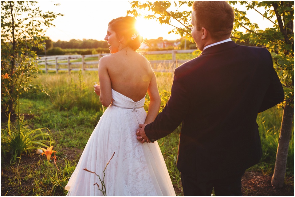 Abbey Farms sunset bride and groom photos by Bloomington Illinois Wedding Photographer Rachael Schirano