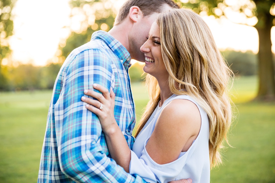Illinois engagement session photos, Illinois sunset engagement session with puppy by Rachael Schirano Photography