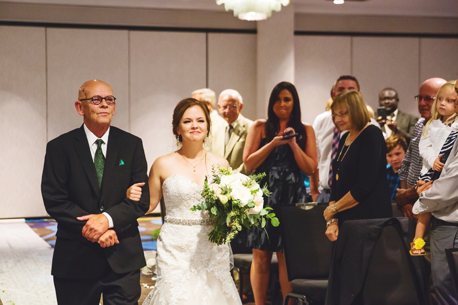 Springfield Illinois Wedding Photographer, central illinois wedding ceremony, father walks bride down aisle