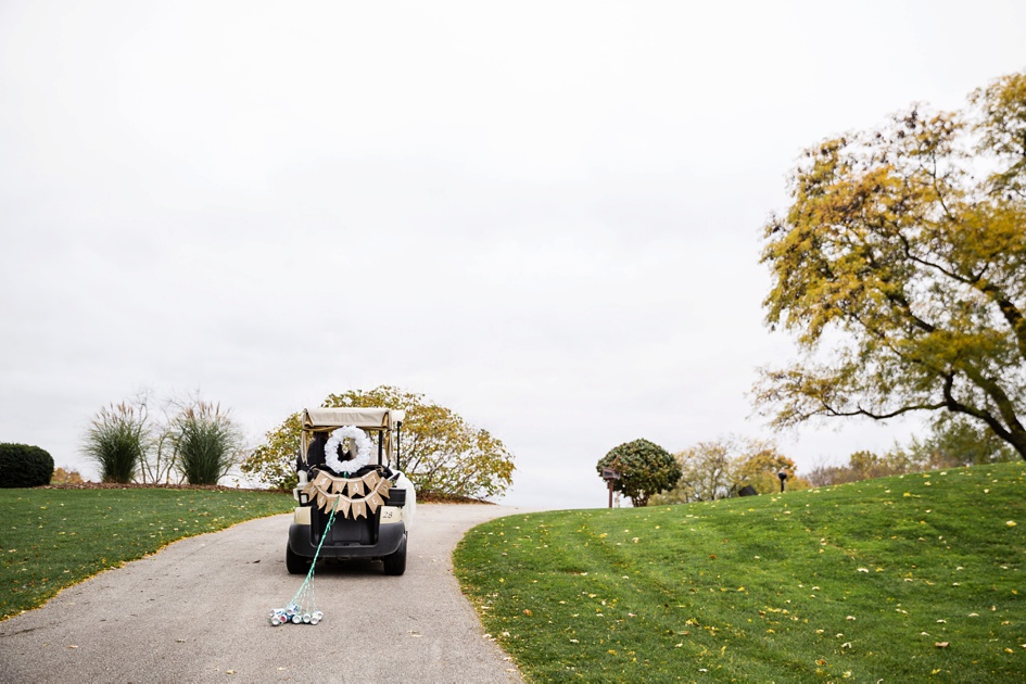 Bride and groom portraits at golf course