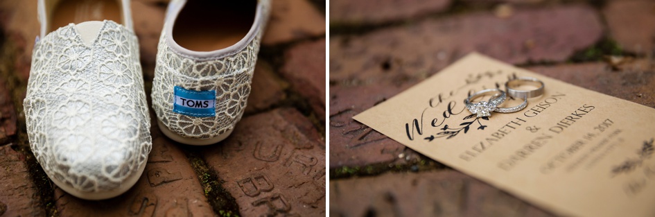 outdoor Illinois wedding photography, toms sparkly wedding shoes and wedding invite