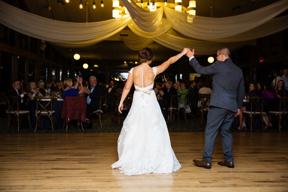outdoor Illinois wedding photography, rustic wedding reception first dance, central illinois