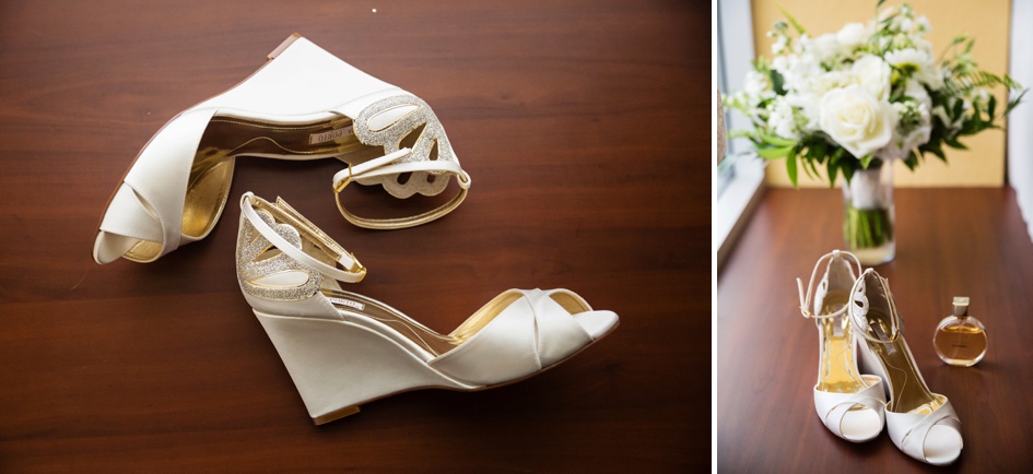 Peoria Illinois Wedding Photography, white bridal wedding shoes