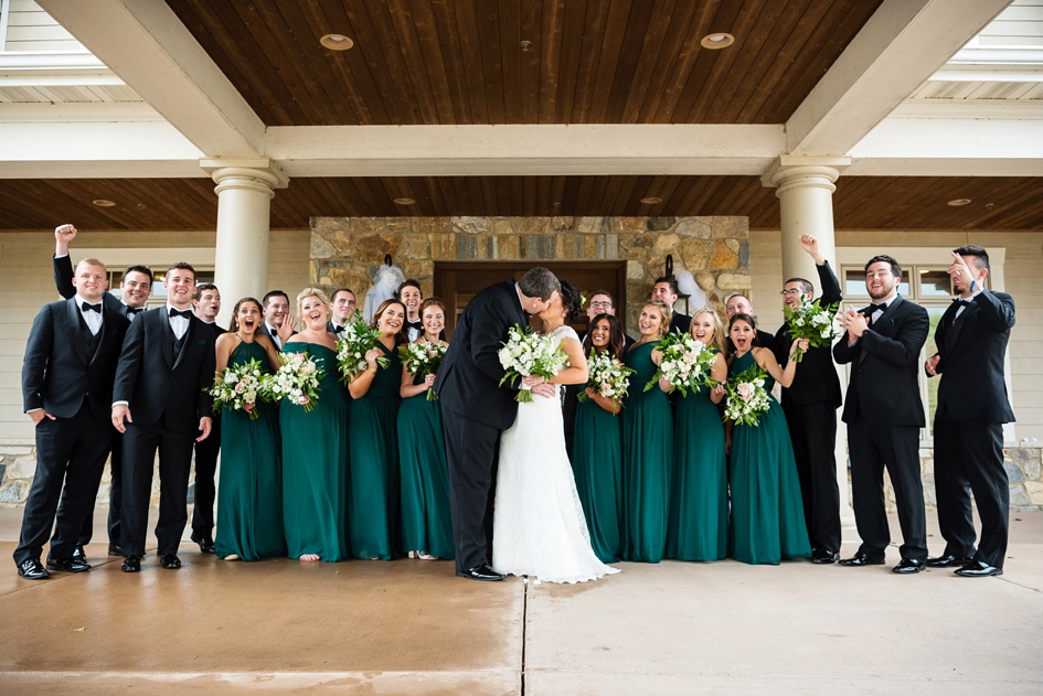 Peoria Illinois Wedding Photography, white green and black wedding party portraits, central illinois