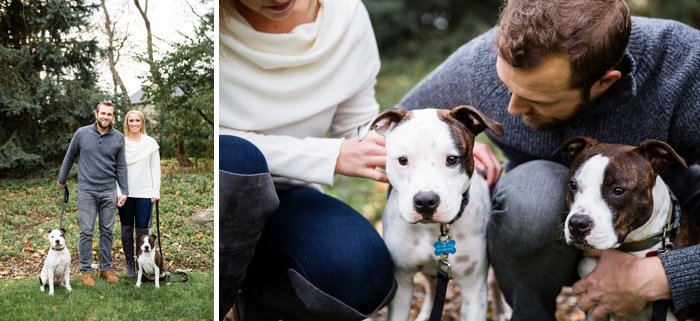 Bloomington fall engagement photos with dogs