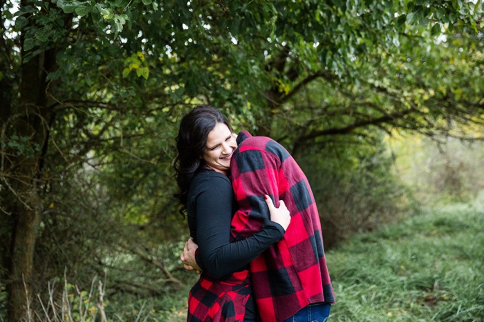 Buffalo plaid outfit fall engagement session