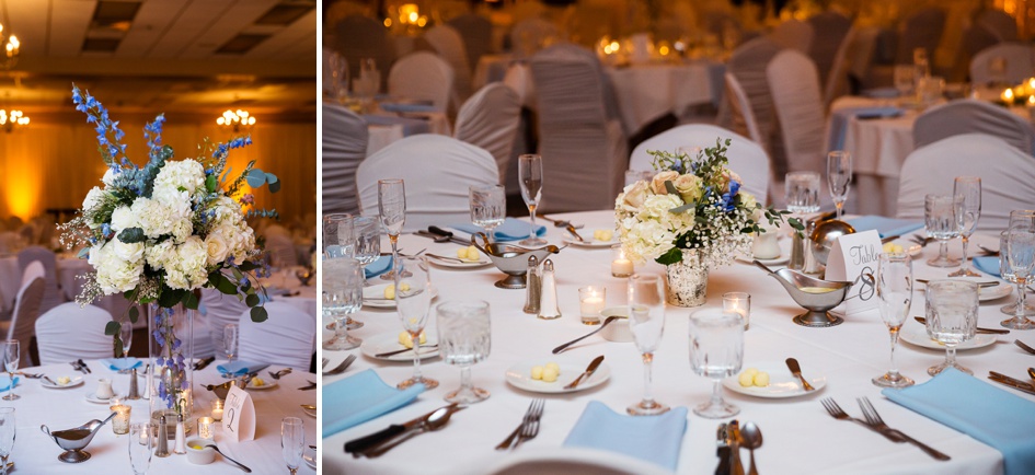 white and blue reception details