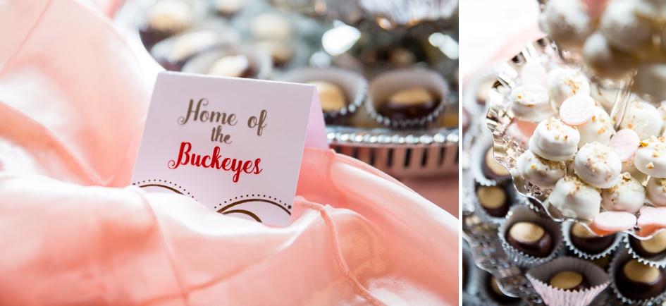 Plush pink and silver winter wedding reception details