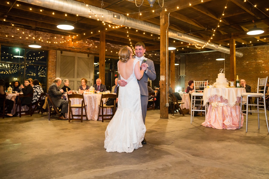 Plush pink and silver winter wedding reception dance
