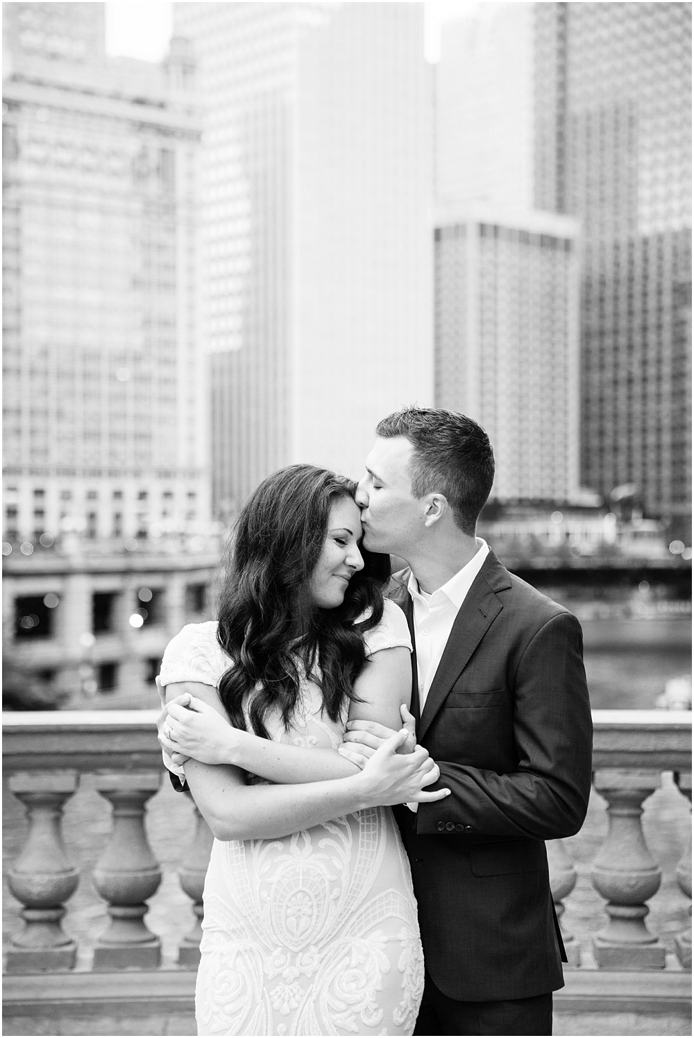 City chic Chicago engagement session at North Avenue Beach and the Wrigley Building