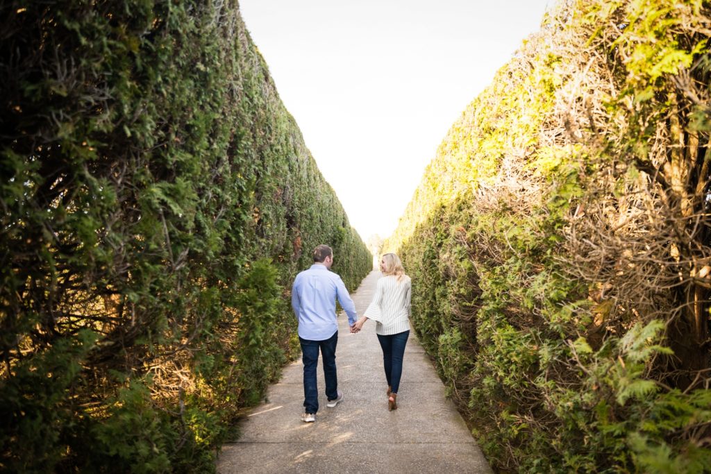 Champaign IL engagement session, Central Illinois engagement photographer, what to wear for your engagement session, pine tree engagement photos, couple's portraits, engaged couple, outdoor engagement, couple walking pose