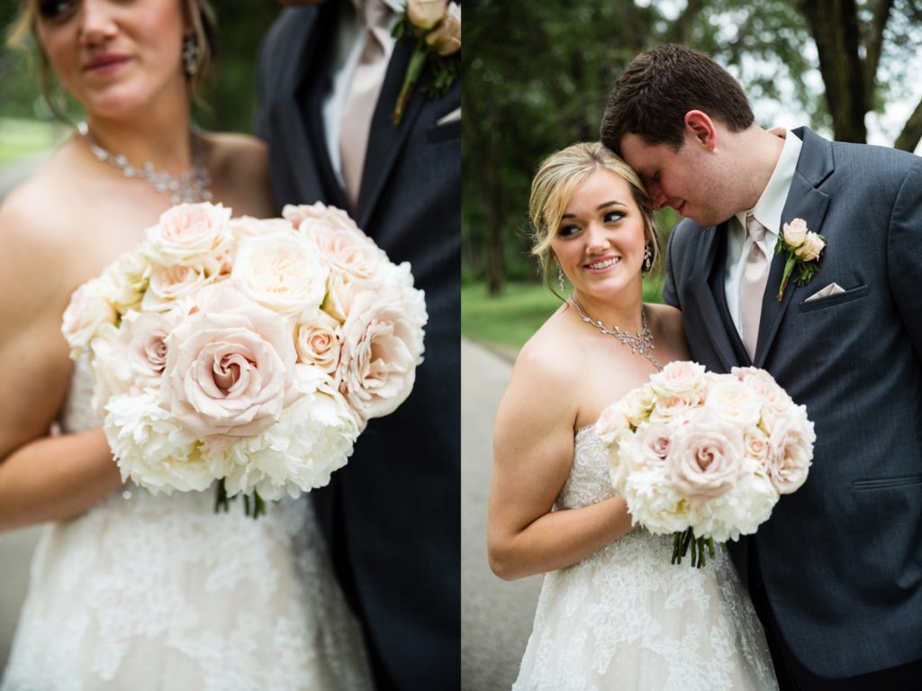 Bloomington IL wedding photographer, Central Illinois wedding photographer, Peoria IL wedding photographer, Champaign IL wedding photographer, pink and grey wedding colors, bride and groom portraits