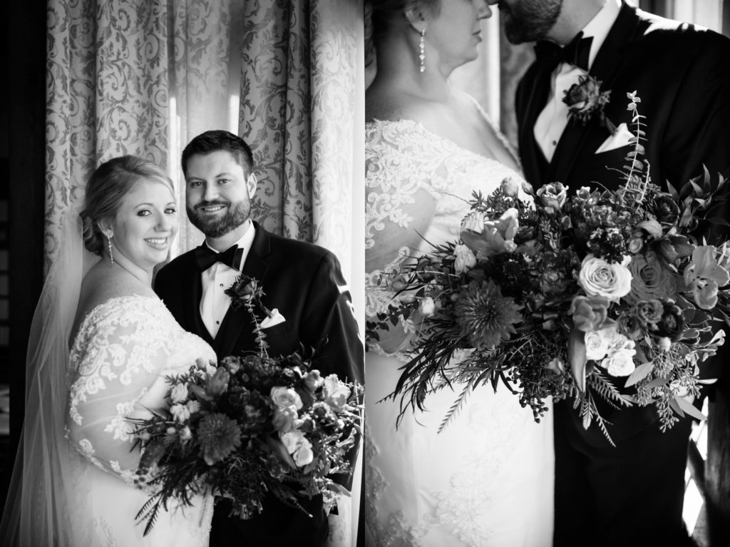 Bloomington IL wedding photographer, Central Illinois wedding photographer, Peoria IL wedding photographer, Champaign IL wedding photographer, winter wedding, black tie wedding, black white and red wedding colors, bride and groom portraits