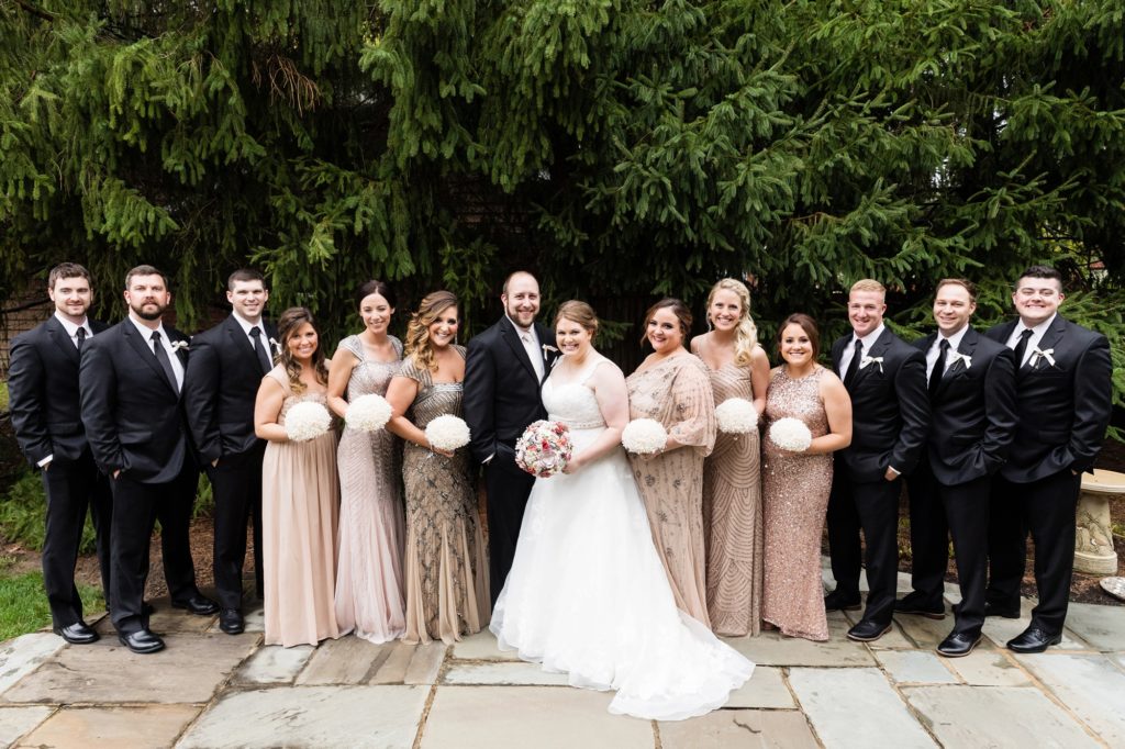 Bloomington IL wedding photographer, Central Illinois wedding photographer, Peoria IL wedding photographer, Champaign IL wedding photographer, champagne and black wedding colors, romantic vintage inspired wedding, wedding party, bridal party