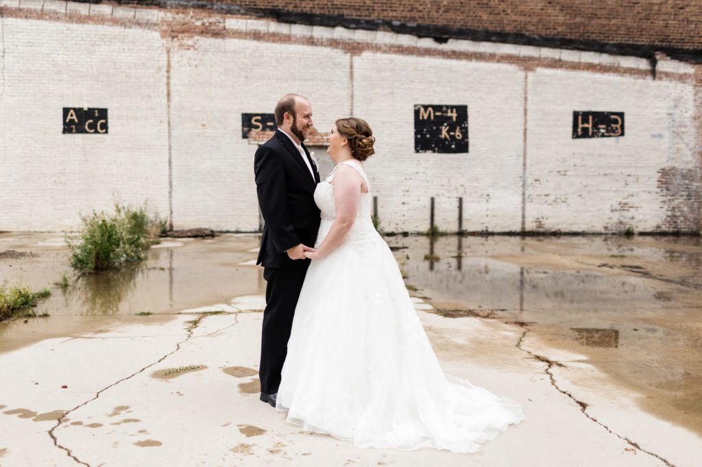 Bloomington IL wedding photographer, Central Illinois wedding photographer, Peoria IL wedding photographer, Champaign IL wedding photographer, champagne and black wedding colors, romantic vintage inspired wedding, industrial bride and groom portraits