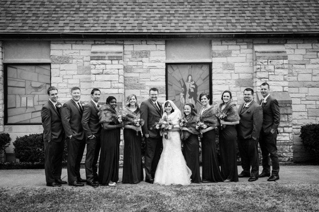 Bloomington IL wedding photographer, Central Illinois wedding photographer, Peoria IL wedding photographer, Champaign IL wedding photographer, winter wedding, grey white and purple wedding colors, wedding party portraits, bridal party portraits