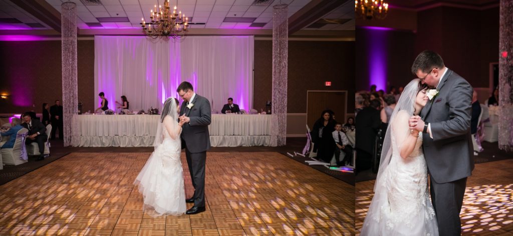 Bloomington IL wedding photographer, Central Illinois wedding photographer, Peoria IL wedding photographer, Champaign IL wedding photographer, winter wedding, grey white and purple wedding colors, glow stick wedding reception, first dance
