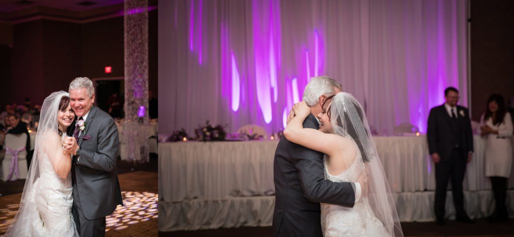Bloomington IL wedding photographer, Central Illinois wedding photographer, Peoria IL wedding photographer, Champaign IL wedding photographer, winter wedding, grey white and purple wedding colors, glow stick wedding reception, father daughter dance