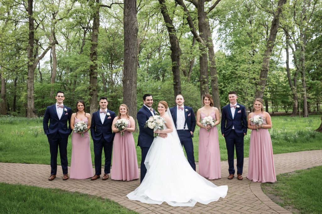 Bloomington IL wedding photographer, Central Illinois wedding photographer, Peoria IL wedding photographer, Champaign IL wedding photographer, blush pink and navy blue wedding colors, romantic wedding, bridal party portraits, wedding party portraits