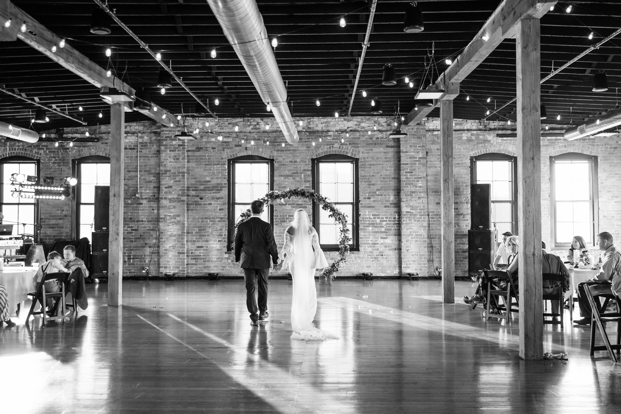 Bloomington IL wedding photographer, Central Illinois wedding photographer, Peoria IL wedding photographer, Champaign IL wedding photographer, indoor wedding, black and green wedding colors, industrial modern loft wedding