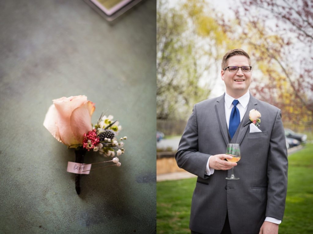 Bloomington IL wedding photographer, Central Illinois wedding photographer, Peoria IL wedding photographer, Champaign IL wedding photographer, Tuscany inspired wedding venue, grey and navy wedding colors, groom portrait