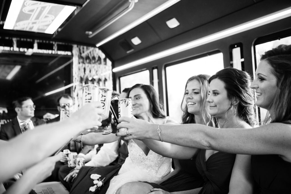 Bloomington IL wedding photographer, Central Illinois wedding photographer, Peoria IL wedding photographer, Champaign IL wedding photographer, bridal party on party bus