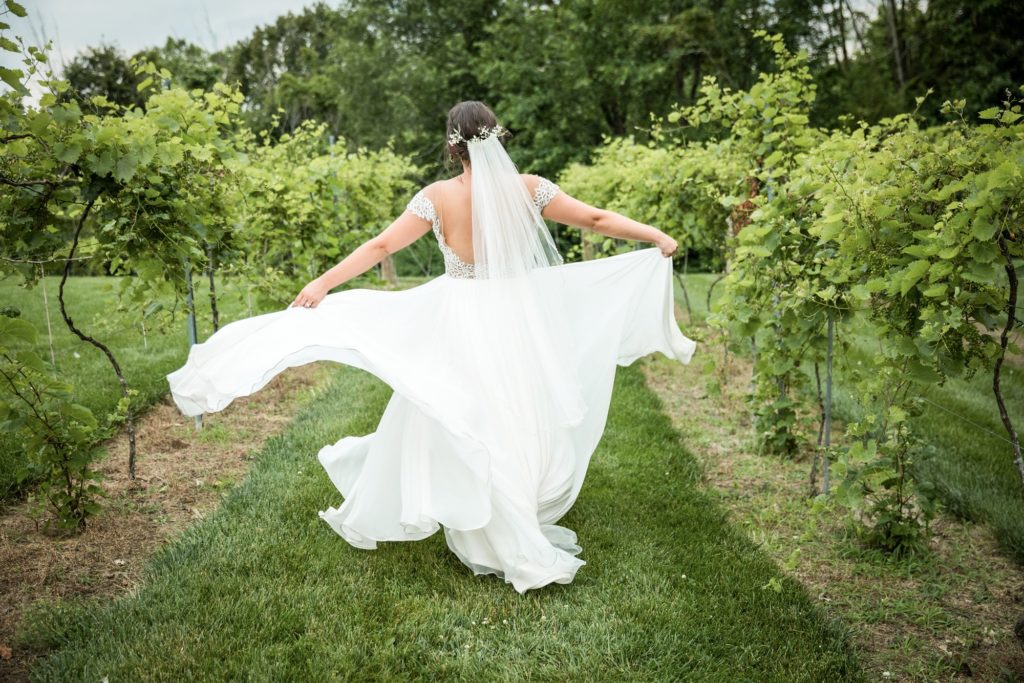 Bloomington IL wedding photographer, Central Illinois wedding photographer, Peoria IL wedding photographer, Champaign IL wedding photographer, Tuscany inspired wedding venue, blue and champagne wedding colors, lakeside wedding, vineyard wedding inspiration, bride and groom portraits in vineyard