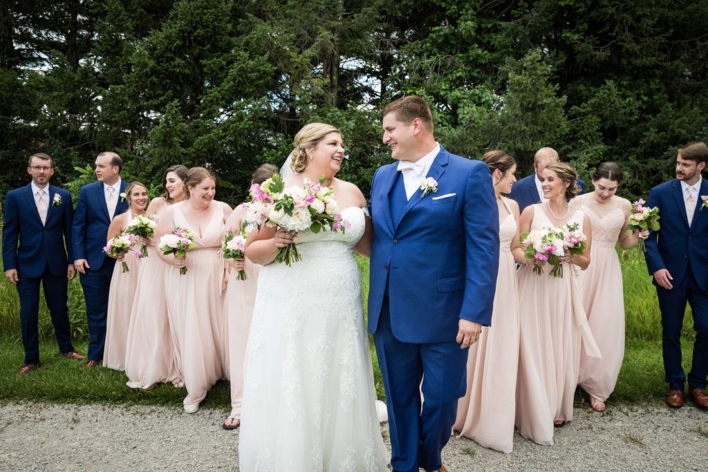 Bloomington IL wedding photographer, Central Illinois wedding photographer, Peoria IL wedding photographer, Champaign IL wedding photographer, blush pink and navy wedding colors, romantic wedding, wedding portraits, bridal party portraits, wedding party portraits